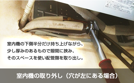 室内機の取り外し(穴が左にある場合)